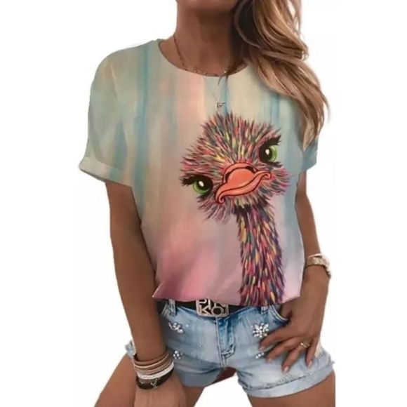 - Super Cute Ostrich Pastel Tee - Picture 2 of 4